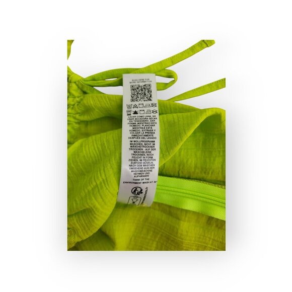 TopShop l/s mod stretch ruched front tie crop top in neon green lime NWOT size 4 - Picture 8 of 9